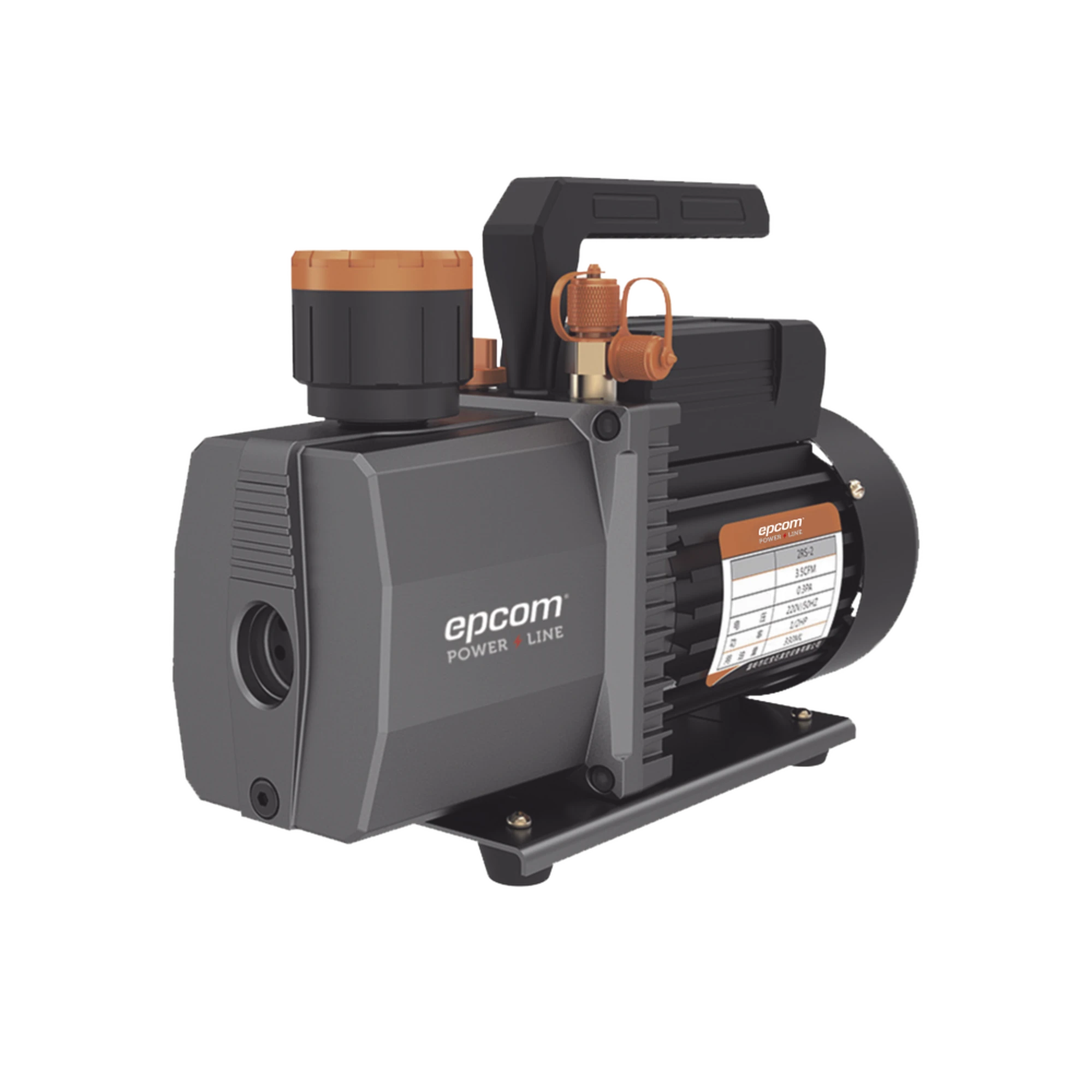 BOMBA DE VACÍO/ PARA AIRE ACONDICIONADO / 2 ESTADOS / MOTOR DE 1/2 HP / VOLTAJE DUAL 110-220 VCA / ACOPLE DE INGRESO DE 1/4" X 3/8" CON VÁLVULA DE RETENCIÓN INTEGRADA-Climatización / Refrigeración-EPCOM POWERLINE-2RS-2-R32-Bsai Seguridad & Controles