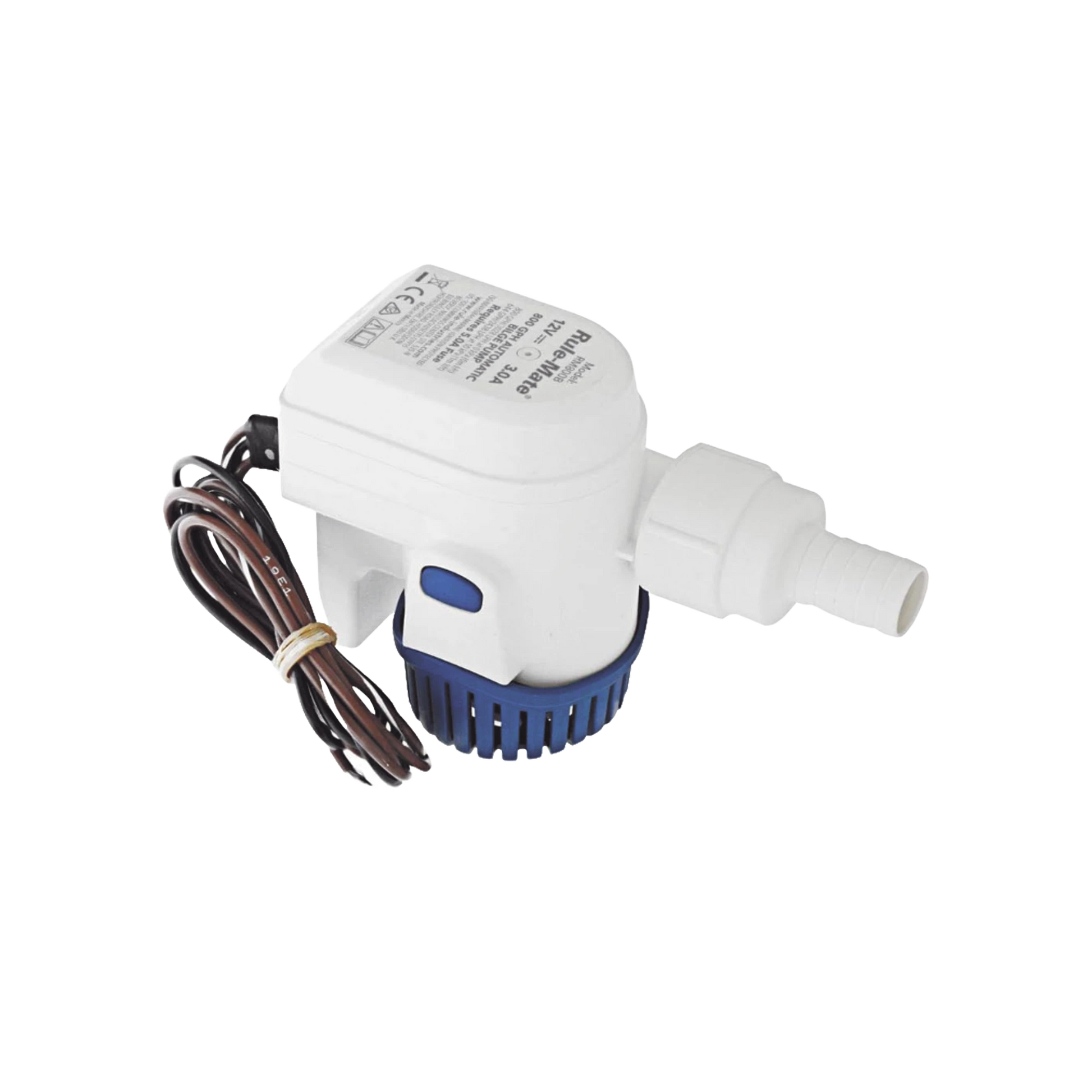 BOMBA SUMERGIBLE DE ACHIQUE AUTOMATIZADA DE 800 GALONES POR HORA, PARA CONEXIÓN DE 12 VOLTS DE CORRIENTE DIRECTA.-Soluciones Marinas-RULE-Bsai Seguridad & Controles