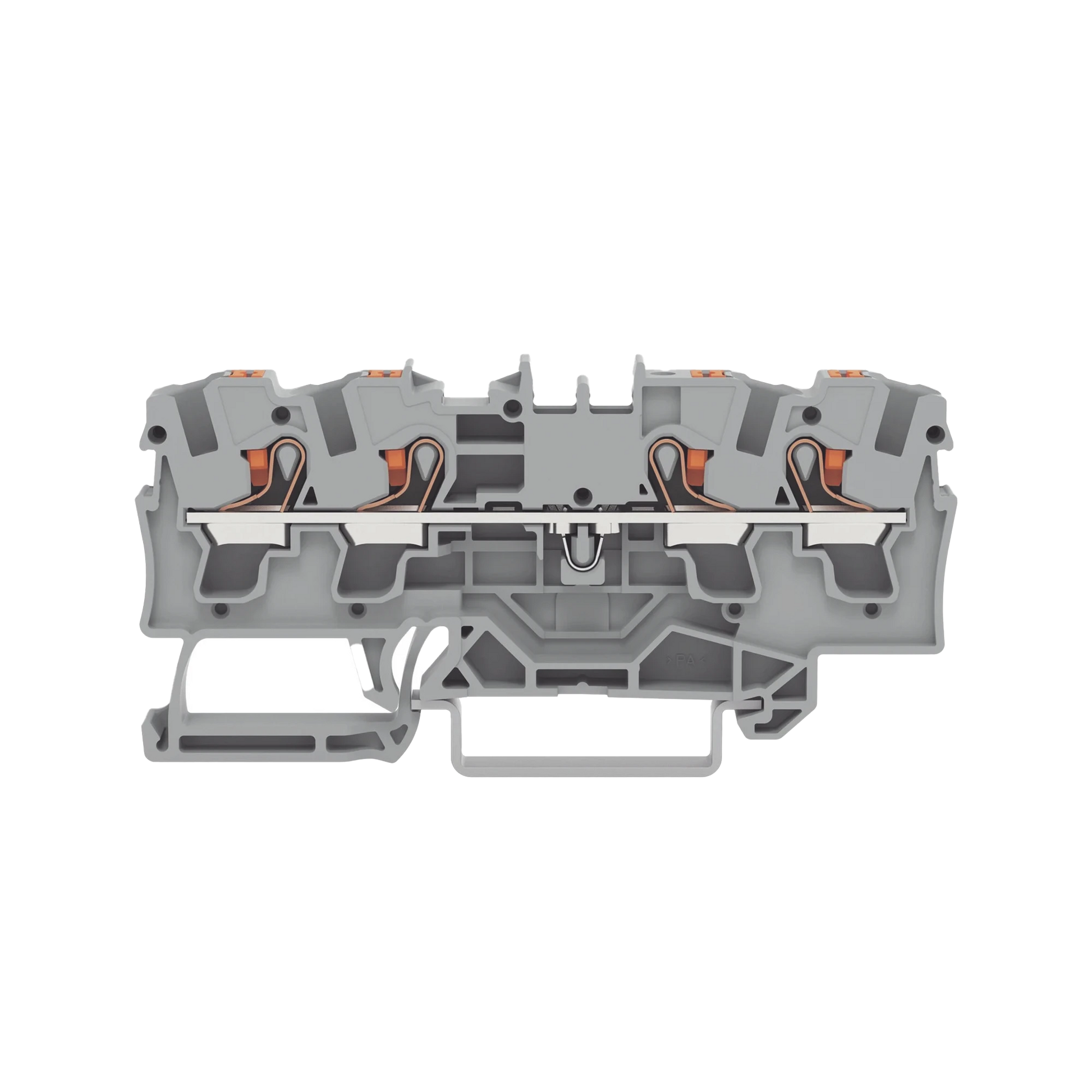 BORNA DE PASO PARA 4 CONDUCTORES; CON TECLA; 4 MM²; CON ORIFICIO DE PRUEBA; MARCAJE LATERAL Y CENTRAL; PARA CARRIL DIN 35 X 15 Y 35 X 7,5; PUSH-IN CAGE CLAMP®; 4,00 MM²; GRIS-Drones, Robots e Industrial-WAGO-2204-1401-Bsai Seguridad & Controles