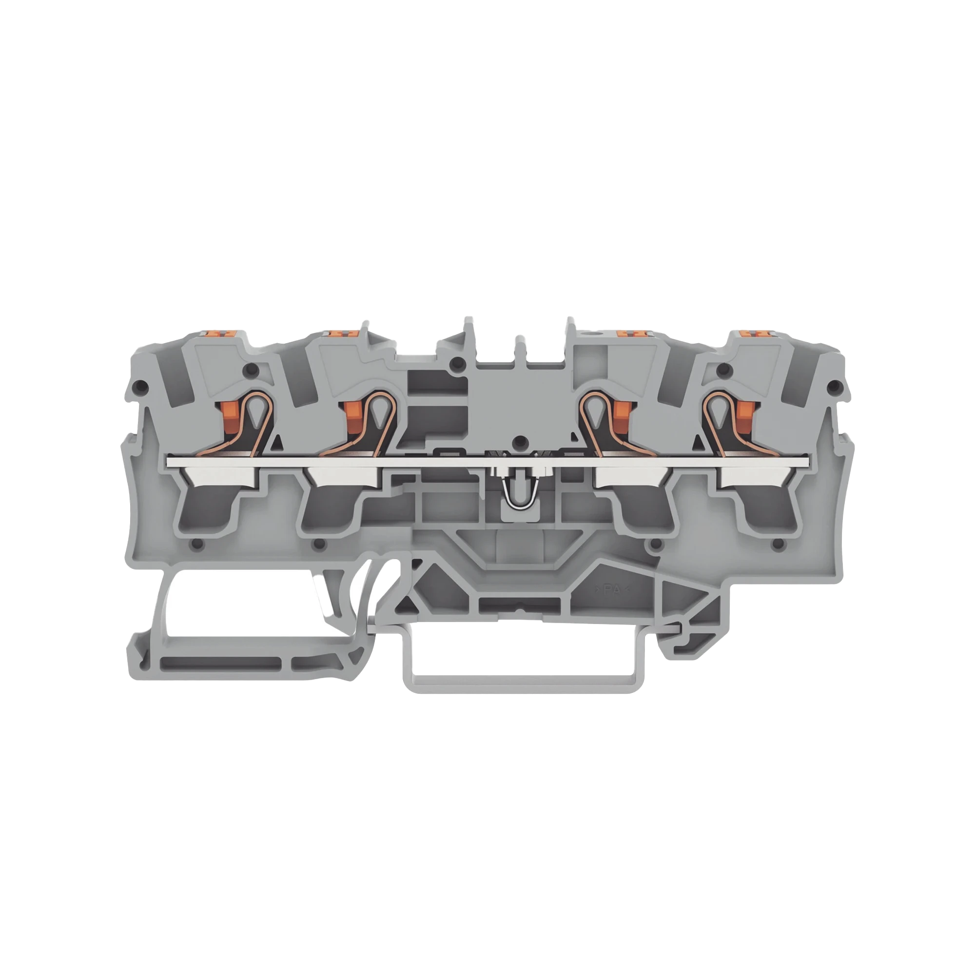 BORNA DE PASO PARA 4 CONDUCTORES; CON TECLA; 4 MM²; CON ORIFICIO DE PRUEBA; MARCAJE LATERAL Y CENTRAL; PARA CARRIL DIN 35 X 15 Y 35 X 7,5; PUSH-IN CAGE CLAMP®; 4,00 MM²; GRIS-Drones, Robots e Industrial-WAGO-2204-1401-Bsai Seguridad & Controles