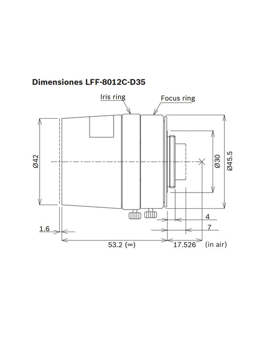 BOSCH V_LFF8012CD35 - LENTE FIJA, 35MM, TELEFOTO, MEGAPÍXEL-Lentes-BOSCH-RBM0480003-Bsai Seguridad & Controles