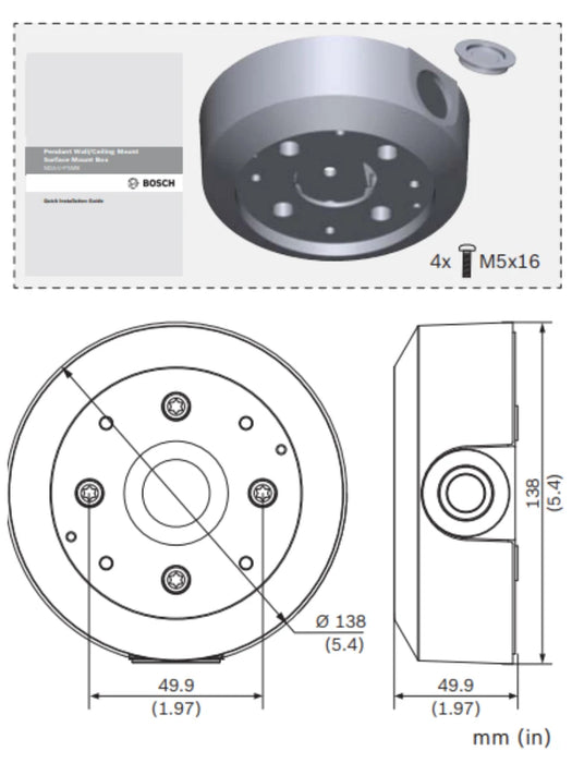 BOSCH V_NDAUPSMB - CAJA DE MONTAJE EN SUPERFICIE SMB PARA MONTAJE EN PARED O TUBERIA-Soporte y Montaje-BOSCH-RBM1240045-Bsai Seguridad & Controles