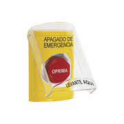 BOTÓN DE APAGADO DE EMERGENCIA, TEXTO EN ESPAÑOL, TAPA PROTECTORA DE POLICARBONATO SÚPER RESISTENTE, RESTABLECIMIENTO CON LLAVE-Accesorios-STI-Bsai Seguridad & Controles