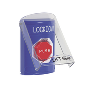 BOTÓN DE EMERGENCIA CON BOCINA DE ADVERTENCIA INTEGRADA, TEXTO EN ESPAÑOL, TAPA PROTECTORA DE POLICARBONATO SÚPER RESISTENTE, RESTABLECIMIENTO CON LLAVE-Accesorios-STI-Bsai Seguridad & Controles