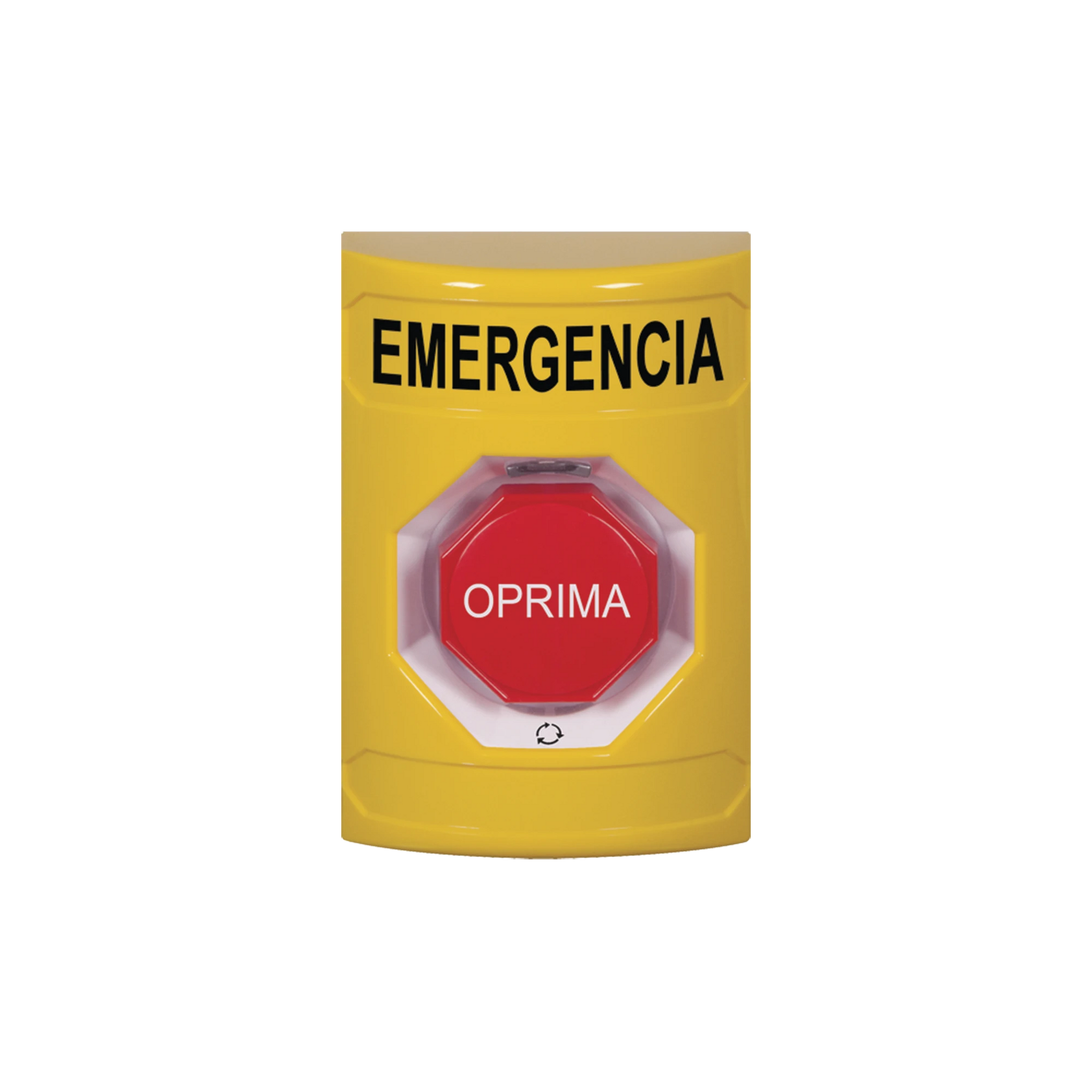 BOTÓN DE EMERGENCIA EN ESPAÑOL, COLOR AMARILLO, ACCIÓN MANTENIDA, GIRAR PARA RESTABLECER Y LED MULTICOLOR-Accesorios-STI-Bsai Seguridad & Controles