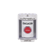 BOTÓN DE EVACUACIÓN, CUBIERTA DE POLICARBONATO SÚPER RESISTENTE DE SUPERFICIE CON ESPACIADOR, RESTABLECIMIENTO CON LLAVE, CON BOCINA DE ADVERTENCIA-Dispositivos Convencionales-STI-Bsai Seguridad & Controles