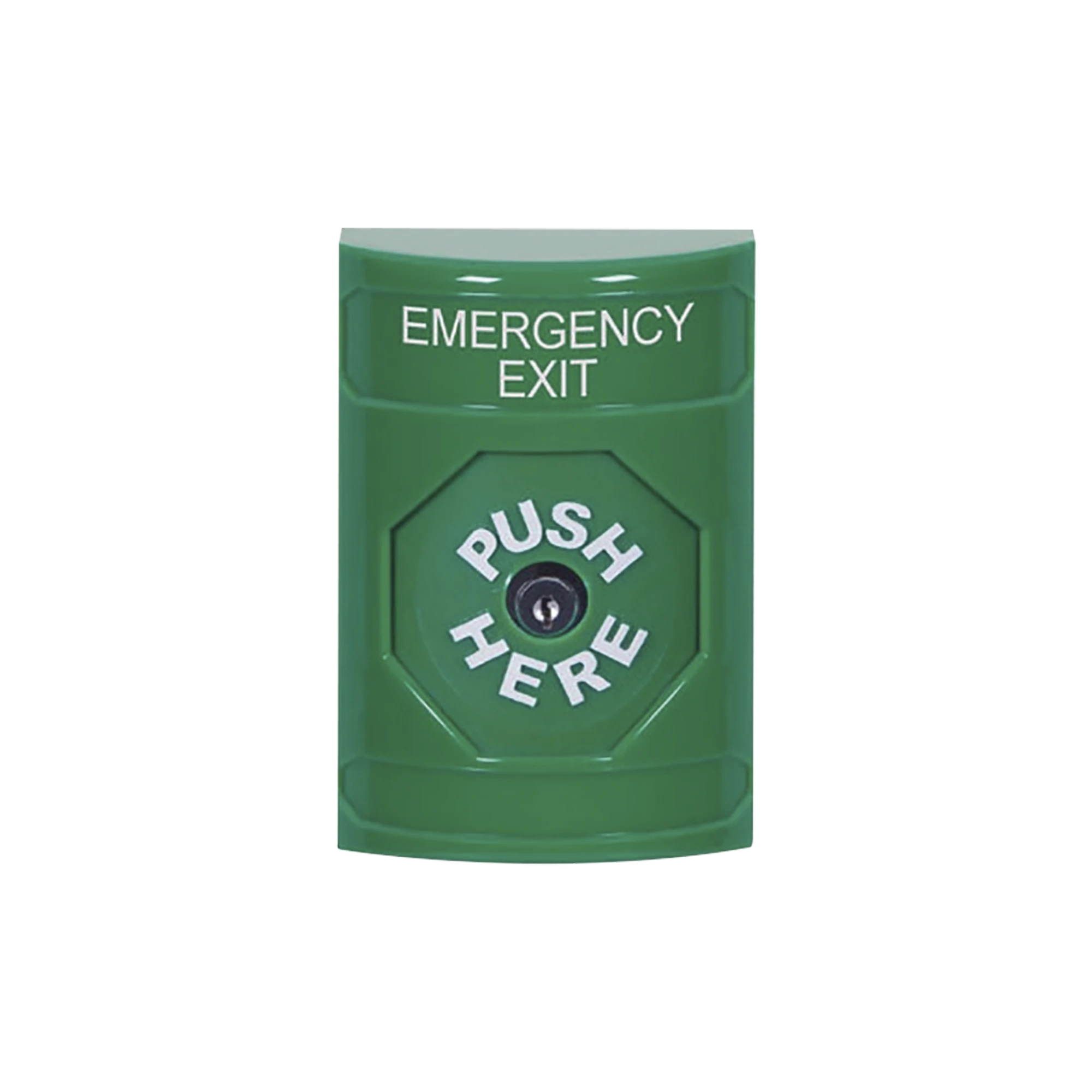 BOTÓN DE SALIDA DE EMERGENCIA, TEXTO EN INGLÉS, RESTABLECIMIENTO CON LLAVE-Accesorios-STI-Bsai Seguridad & Controles
