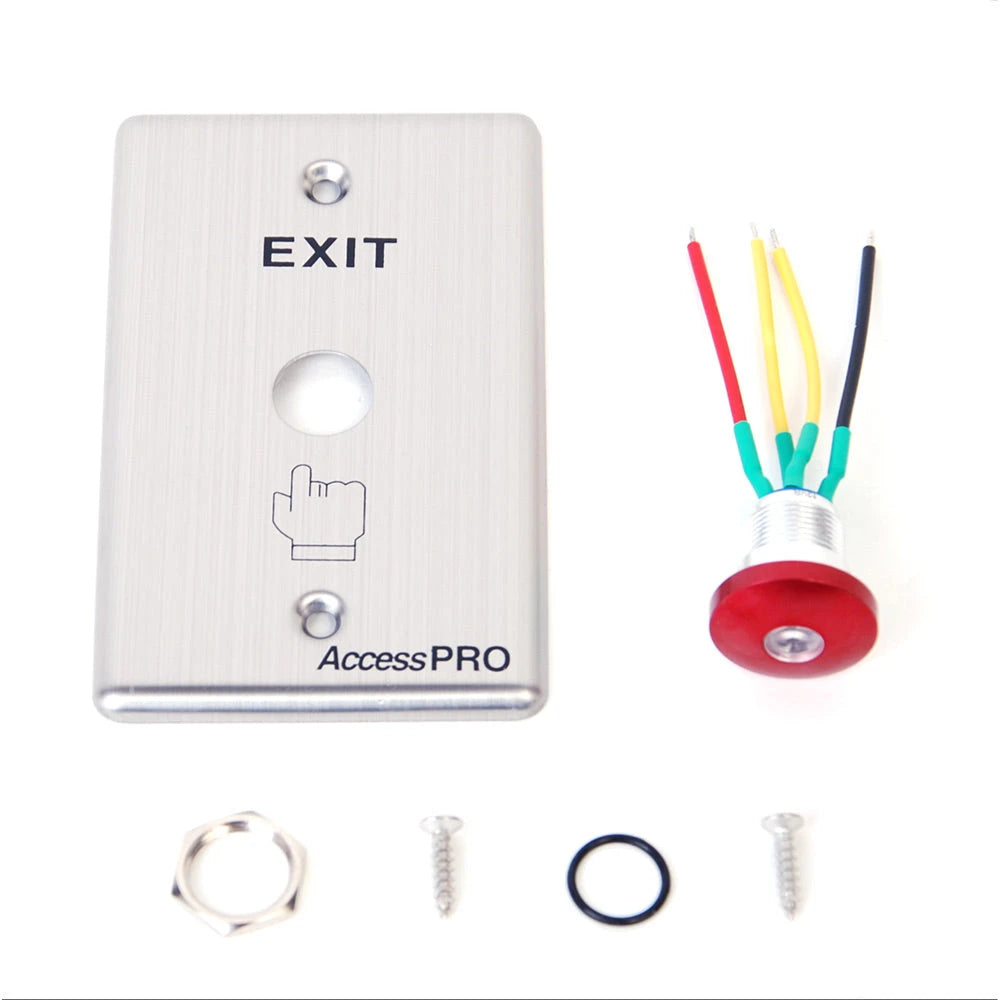 BOTÓN REDONDO COLOR ROJO CON LED-Acceso-ACCESSPRO-Bsai Seguridad & Controles