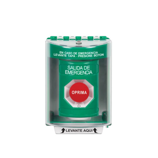 BOTÓN DE SALIDA DE EMERGENCIA, CUBIERTA DE POLICARBONATO SÚPER RESISTENTE DE SUPERFICIE CON ESPACIADOR, ACTIVACIÓN DE ACCIÓN MANTENIDA, CON BOCINA DE ADVERTENCIA-Accesorios-STI-SS2181EX-ES-Bsai Seguridad & Controles