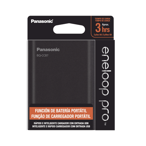 CARGADOR PARA BATERÍAS Y POWER BANK 2 EN 1, CARGA INDIVIDUAL Y/O SIMULTÁNEA HASTA 4 BATERÍAS, (AA Y AAA, NI-MH )-Energía-PANASONIC-BQCCC87ABK-Bsai Seguridad & Controles