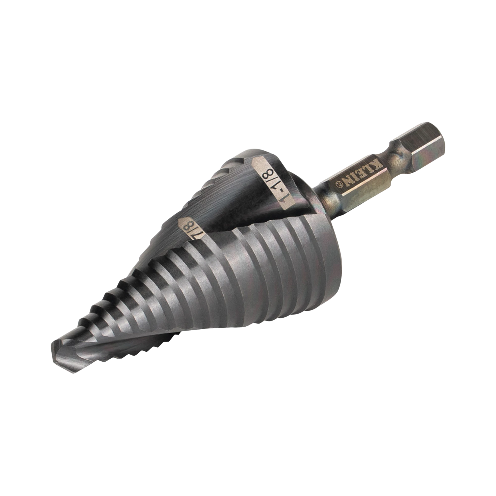 BROCA ESCALONADA 12 EN 1, DE LIBERACIÓN RÁPIDA, ACANALADURA EN ESPIRAL, PRODUCE AGUJEROS DE 2-3 CM E INTERMEDIOS. 10X MÁS DURABLE-Ferreteria-KLEIN TOOLS-Bsai Seguridad & Controles