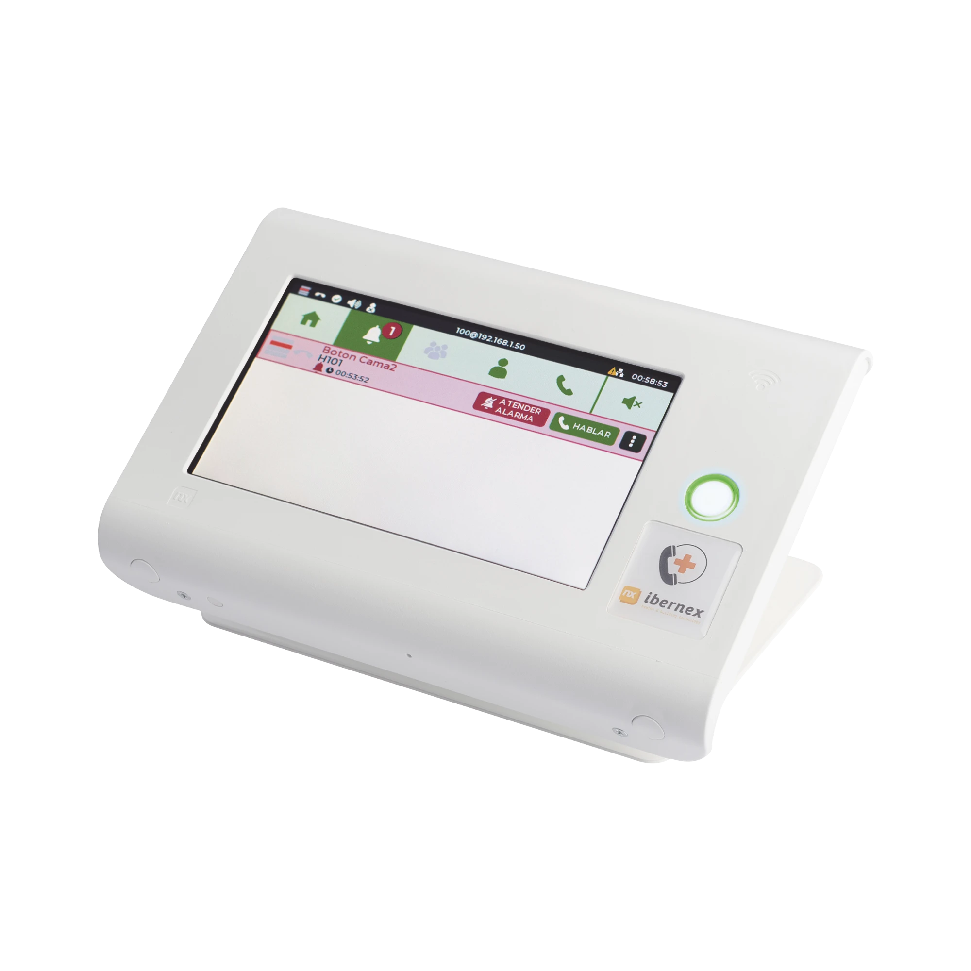 CONSOLA DE SOBREMESA PARA PUESTO DE CONTROL DE ENFERMERÍA / PANTALLA TÁCTIL 7" / POE / SIP / RFID / COMPATIBLE CON NX0019/B, NX1021 Y NX0015-Sistemas de Emergencia-IBERNEX-Bsai Seguridad & Controles