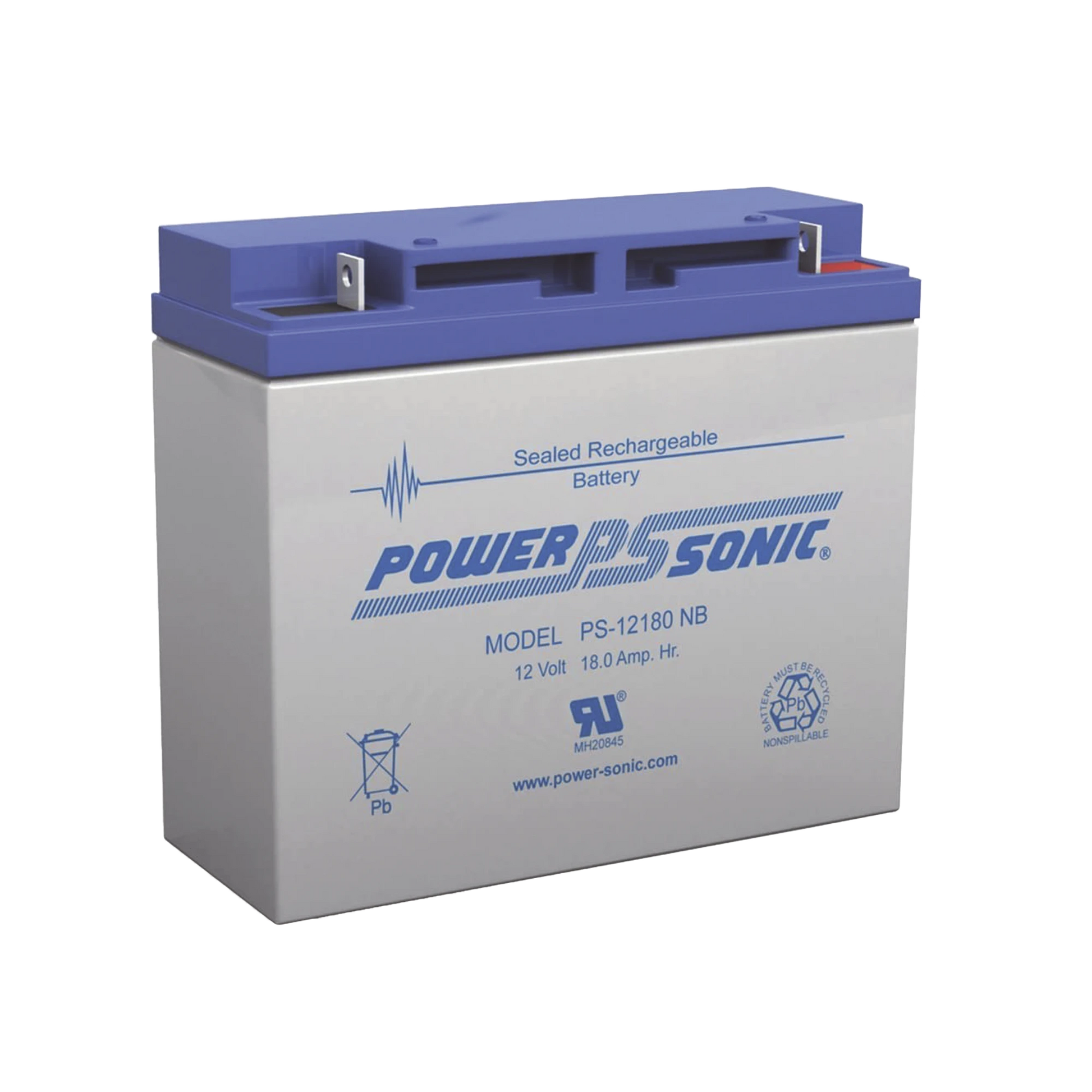 Batería Ácido de Plomo, Sellada, Recargable, 12V, 18AH, 5 Años Vida Útil, Terminales tipo NB, Reconocida UL-Baterías-POWER SONIC-Bsai Seguridad & Controles