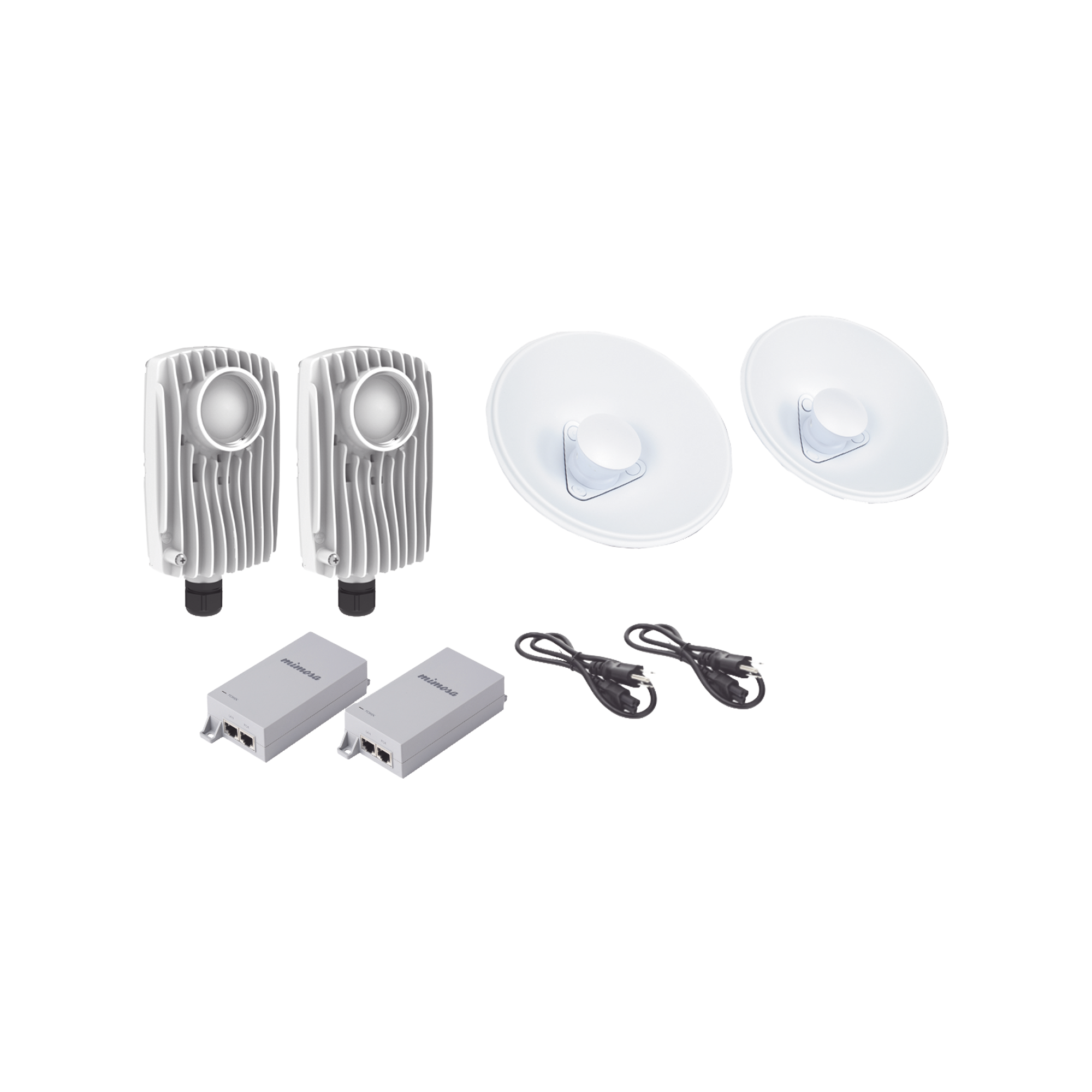 KIT DE 2 RADIOS C6X CON 2 ANTENAS DE (20 DBI), RANGO DE FRECUENCIA EXTENDIDA (5.1 A 6.4 GHZ),  INCLUYE INYECTOR POE, CABLE DE ALIMENTACIÓN Y 2 FLEXIMOUNT-XL PARA ALINEACIÓN, DISTANCIA DE HASTA 3 KM