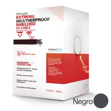 BOBINA DE CABLE DE 305 M, CAT5E , FTP, BLINDADO, COLOR NEGRO, UL, PARA APLICACIONES EN VIDEO VIGILANCIA, REDES DE DATOS. USO EN INTEMPERIE-Cableado-LINKEDPRO BY EPCOM-Bsai Seguridad & Controles