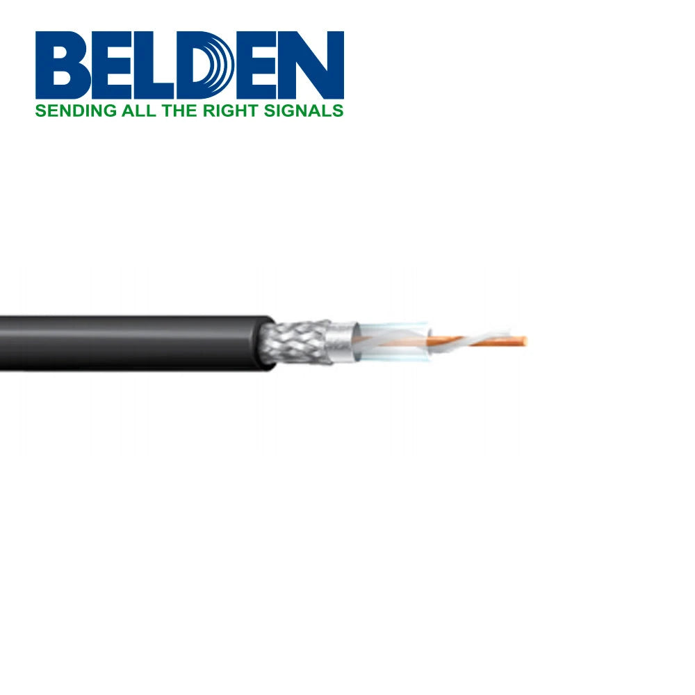 CABLE COAXIAL RG-8 BELDEN 9913 0101000 1 CONDUCTOR CALIBRE 10 BLINDADO PAPEL ALUMINIO AL 100% TRENZA COBRE ESTAÑADO 90% USO INTERIOR EXTERIOR CONDUCTOR TIPO SOLIDO IMPEDANCIA 50 OHM BOBINA 1000 PIES 305 METROS-Coaxial-BELDEN-Bsai Seguridad & Controles