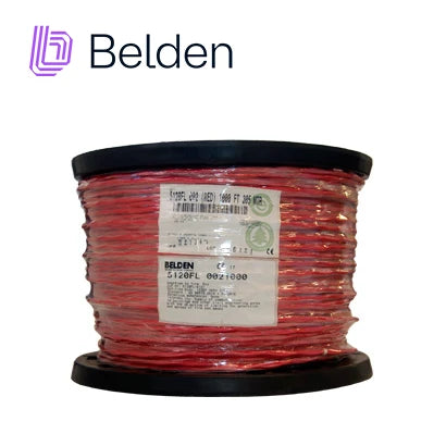 CABLE DE ALARMA CONTRA INCENDIOS BELDEN 5120FL 0021000 FORRO PVC ROJO CMR RISER-FPLR 2C/14AWG 2 CONDUCTORES CALIBRE 14 AWG SOLIDO BLINDADO 100% COBRE USO INTERIOR ESPECIAL PARA APLICACIONES ALARMA DE INCENDIO, MONITORIZACIÓN / DETECCIÓN, CIRCUITOS: AUD...-Audio / Control / Intrusión-BELDEN-Bsai Seguridad & Controles