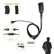 CABLE DE FIBRA TRENZADA SERIE SNAP COMPATIBLE CON KENWOOD CONECTOR DE 2 PINES PARA AURICULAR-Accesorios para KENWOOD-PRYME-Bsai Seguridad & Controles