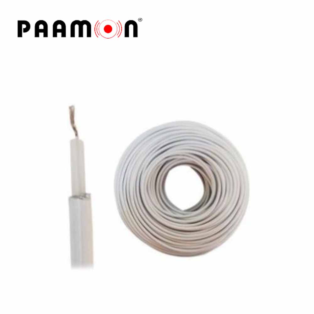CABLE DOBLE AISLADO COLOR BLANCO / CAB-DOBLE AISLADO -WP-100M PAAMON / CAPA AISLANTE DE POLIETILENO CONDUCTOR 22AWG DE COBRE ESTAÑO PARA EXTERIOR SOPORTA HASTA 18,000 VOLTS ROLLO DE 100 METROS IDEAL PARA CERCA ELÉCTRICA-Cercas electrificadas-PAAMON-Bsai Seguridad & Controles