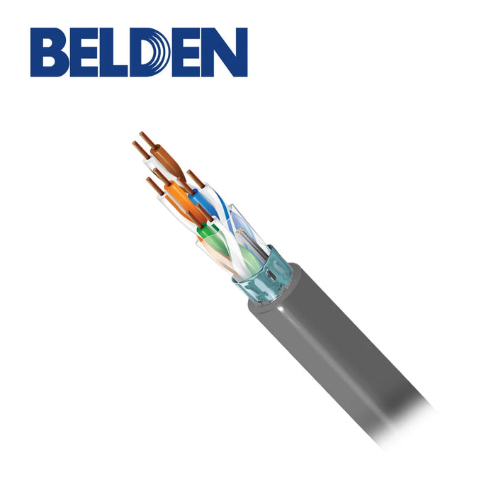 CABLE FTP CAT5E+ BELDEN 1212F 0081000 FORRO PVC GRIS CMR 4 PARES 350MHZ CALIBRE 24 AWG 100% COBRE USO INTERIOR IDEAL PARA INSTALACIONES DE SEGURIDAD, CCTV, VIDEO, DATOS, REDES ETHERNET BOBINA 1000 PIES 305 METROS-Cable UTP / FTP-BELDEN-1212F 0081000-Bsai Seguridad & Controles