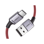 CABLE USB-A A USB-C | 1 METRO | CARGA RÁPIDA QC 4.0/3.0/2.0 | FPC | AFC | PROTECCIÓN INTEGRADA | 480 MBPS | CAJA DE ALUMINIO | NYLON TRENZADO | COLOR ROJO | AMPLIAMENTE SUGERIDO PARA CARGA RÁPIDA HUAWEI.-Conectividad y Cables-UGREEN-20527-Bsai Seguridad & Controles