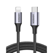 CABLE USB-C A LIGHTNING | 2 METROS | CERTIFICADO MFI | CARGA RÁPIDA 60W | 480 MBPS | CONECTOR C94 | ADECUADO PARA IPHONE, IPAD Y IPOD | PROTECCIÓN INTEGRADA | CAJA DE ALUMINIO | NYLON TRENZADO | COLOR NEGRO.-Conectividad y Cables-UGREEN-Bsai Seguridad & Controles