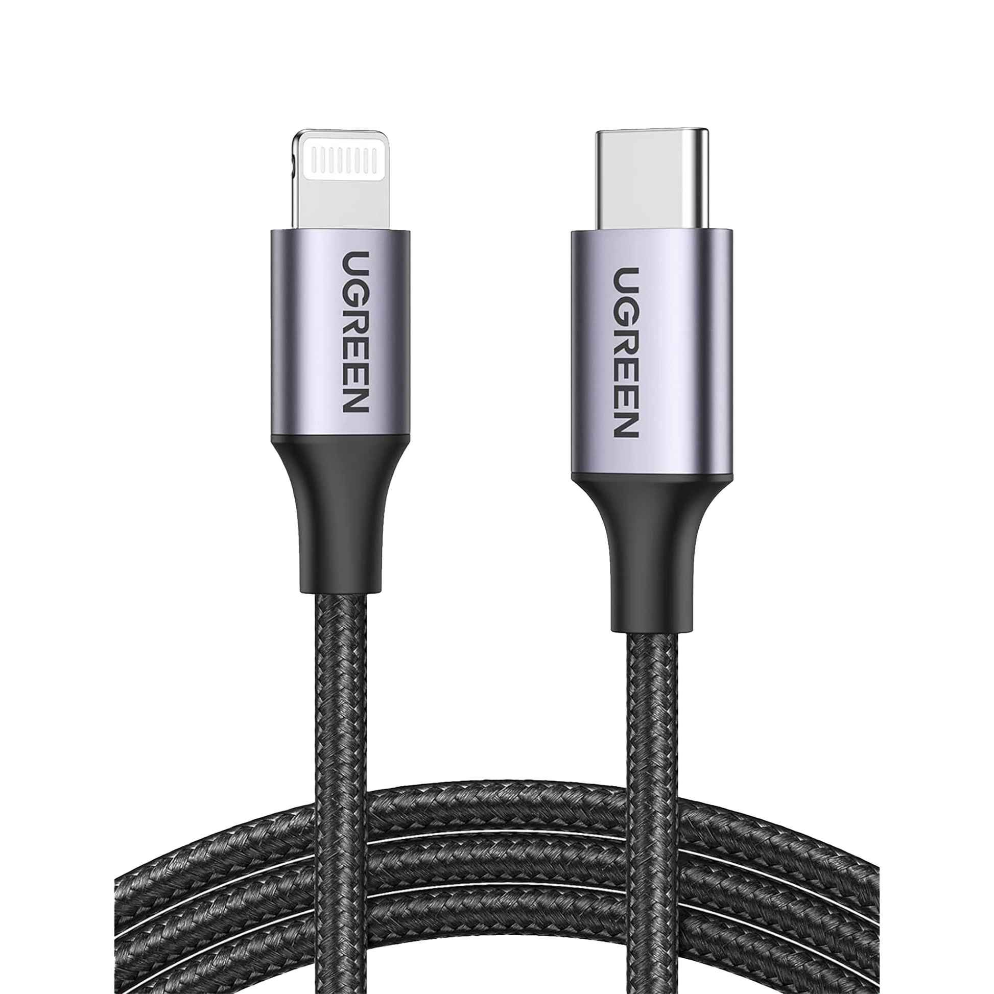 CABLE USB-C A LIGHTNING | 2 METROS | CERTIFICADO MFI | CARGA RÁPIDA 60W | 480 MBPS | CONECTOR C94 | ADECUADO PARA IPHONE, IPAD Y IPOD | PROTECCIÓN INTEGRADA | CAJA DE ALUMINIO | NYLON TRENZADO | COLOR NEGRO.-Conectividad y Cables-UGREEN-Bsai Seguridad & Controles