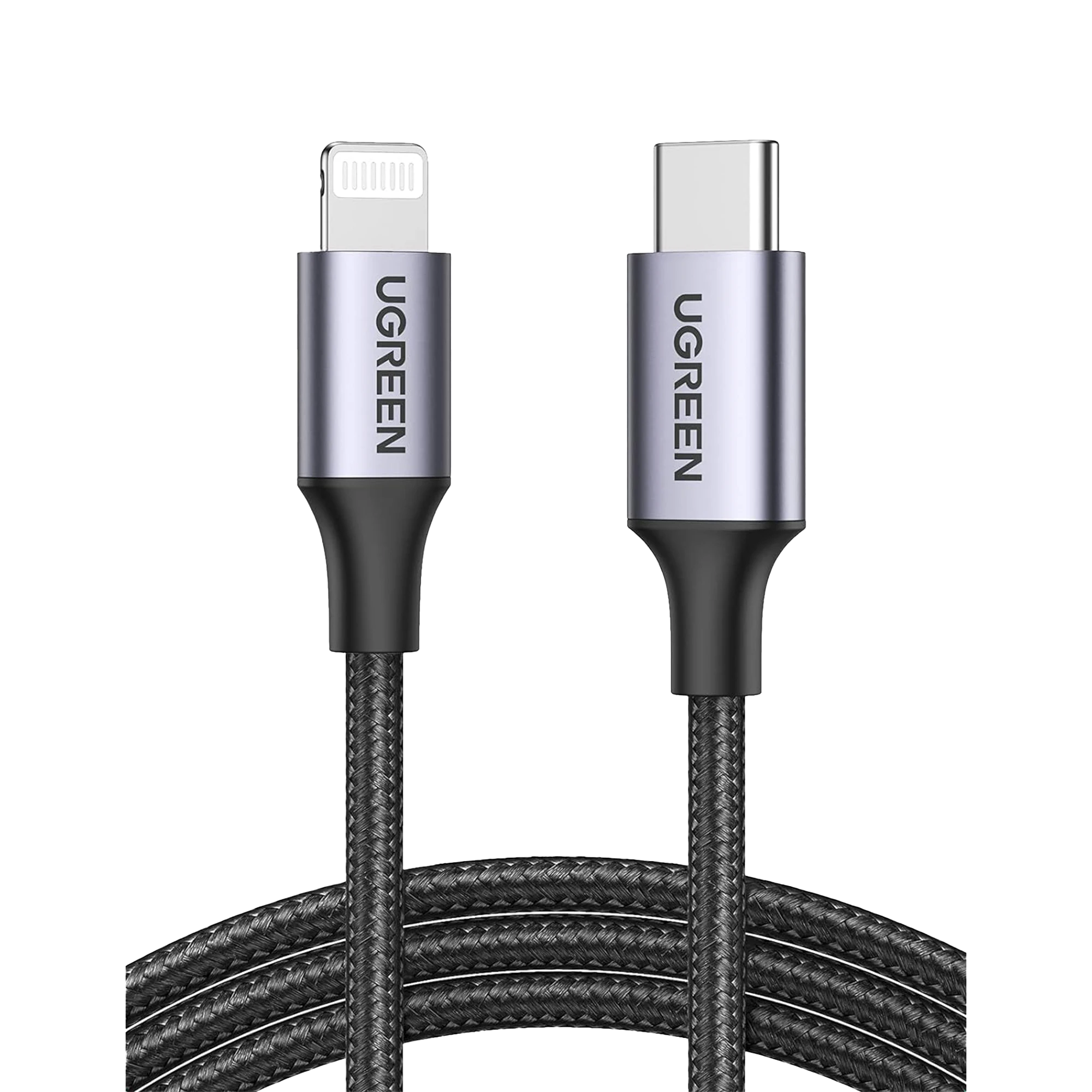 CABLE USB-C A LIGHTNING | 2 METROS | CERTIFICADO MFI | CARGA RÁPIDA 60W | 480 MBPS | CONECTOR C94 | ADECUADO PARA IPHONE, IPAD Y IPOD | PROTECCIÓN INTEGRADA | CAJA DE ALUMINIO | NYLON TRENZADO | COLOR NEGRO.-Conectividad y Cables-UGREEN-Bsai Seguridad & Controles