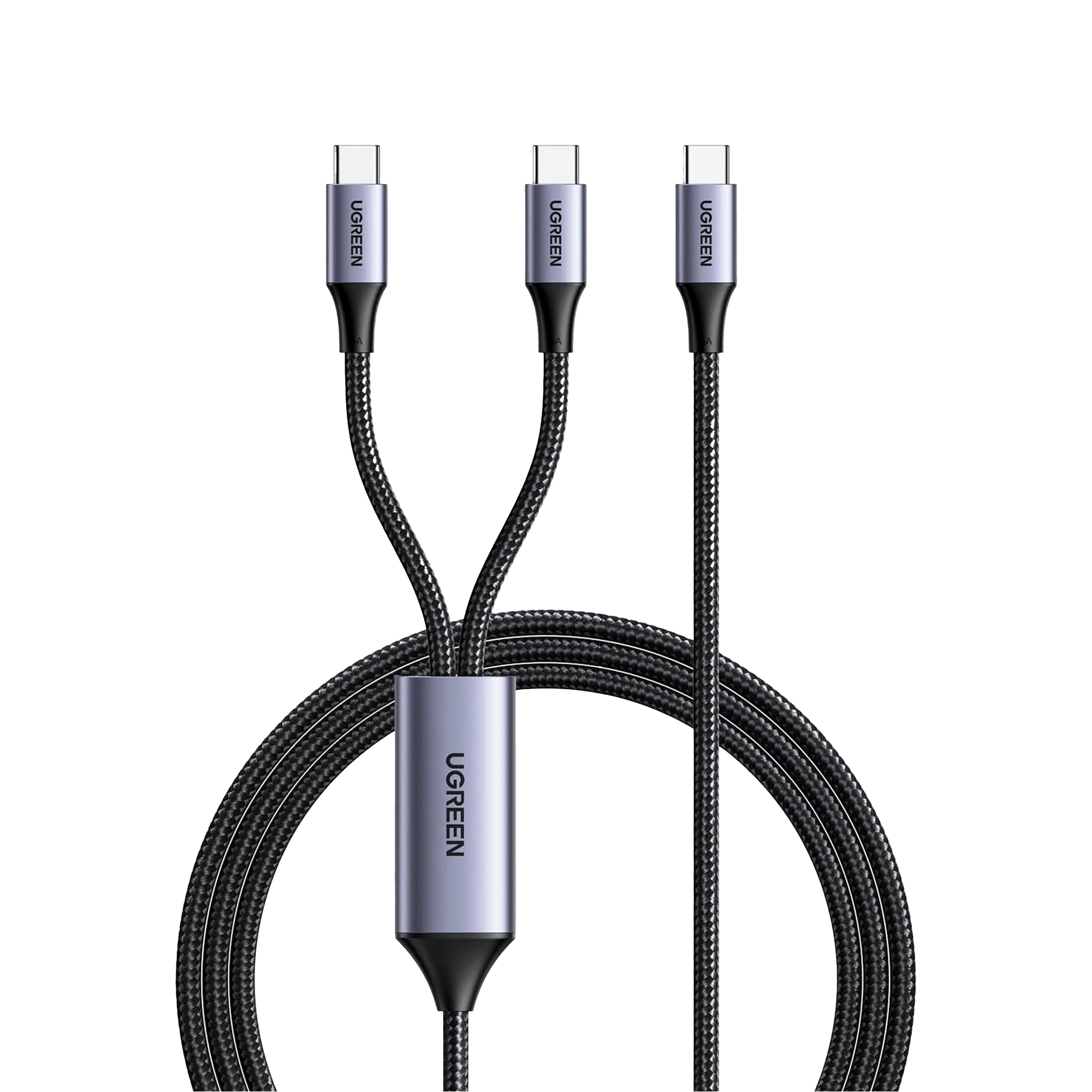 CABLE USB-C A Y (USB-C & USB-C) | 1.5 METROS | CARGA RÁPIDA DE HASTA 100W | PD3.0 | QC4.0/3.0/2.0 | FPC | AFC | PROTECCIÓN INTEGRADA| CAJA DE ALUMINIO | NYLON TRENZADO | AMPLIA COMPATIBILIDAD | COLOR NEGRO.-Accesorios Generales-UGREEN-35087-Bsai Seguridad & Controles