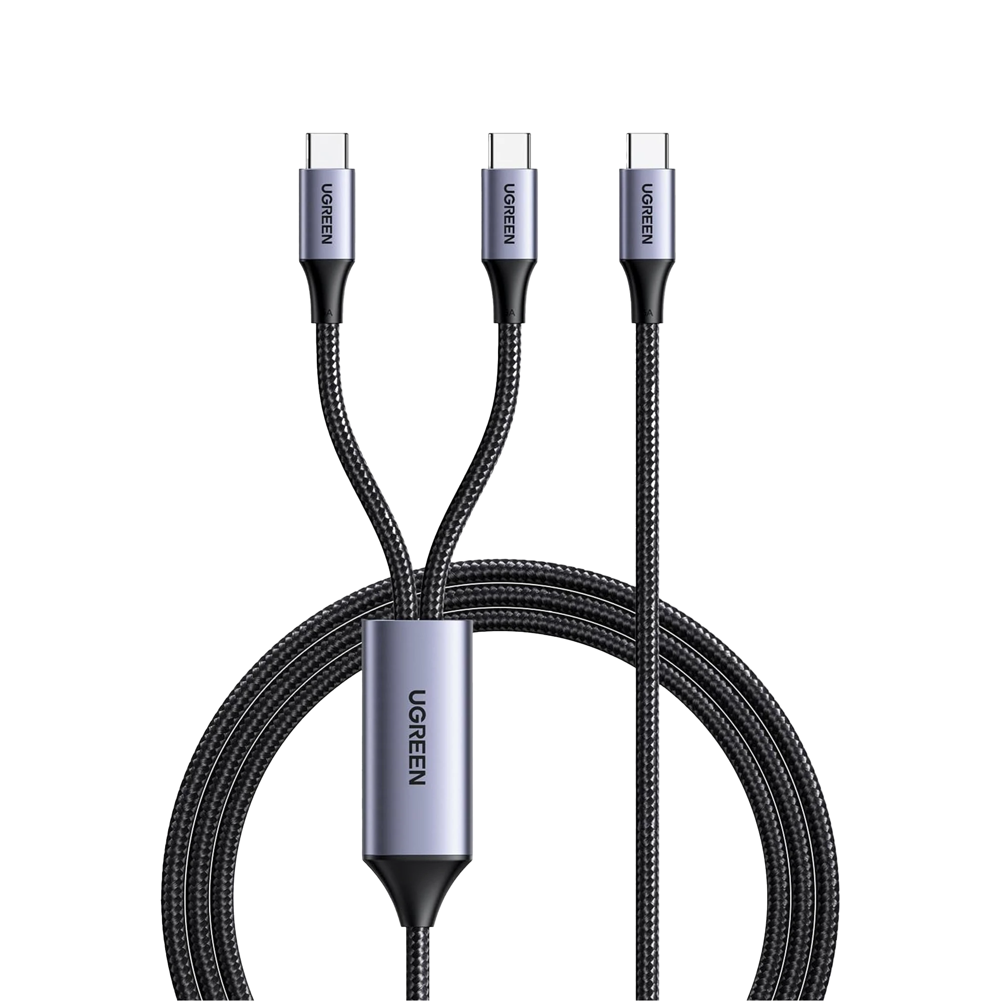 CABLE USB-C A Y (USB-C & USB-C) | 1.5 METROS | CARGA RÁPIDA DE HASTA 100W | PD3.0 | QC4.0/3.0/2.0 | FPC | AFC | PROTECCIÓN INTEGRADA| CAJA DE ALUMINIO | NYLON TRENZADO | AMPLIA COMPATIBILIDAD | COLOR NEGRO.-Accesorios Generales-UGREEN-35087-Bsai Seguridad & Controles