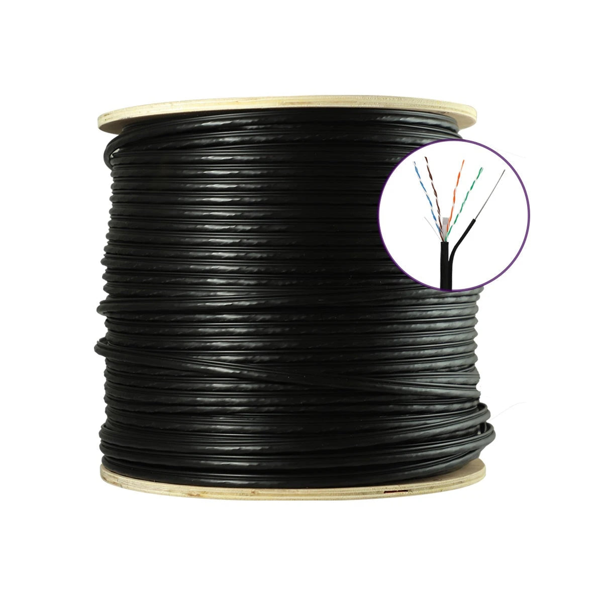 CABLE UTP AEREO CAT6 ENSON 43164B305 FORRO NEGRO 4 PARES CALIBRE 23 AWG 100% COBRE USO EXTERIOR FIGURA8 1000 PIES 305 METROS-Cable UTP / FTP-ENSON-Bsai Seguridad & Controles