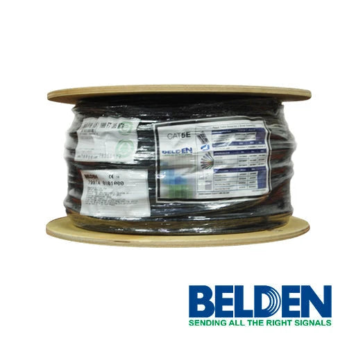 CABLE UTP CAT5E BELDEN 7997A 0101000 FORRO POLIETILENO PLANTA EXTERNA OSP NEGRO 4 PARES CON GEL 200 MHZ CALIBRE 24AWG 100% COBRE USO EXTERIOR IDEAL PARA INSTALACIONES DE SEGURIDAD CCTV, VIDEO, DATOS, REDES ETHERNET BOBINA 1000 PIES 305 METROS-Cableado-BELDEN-7997A 0101000-Bsai Seguridad & Controles