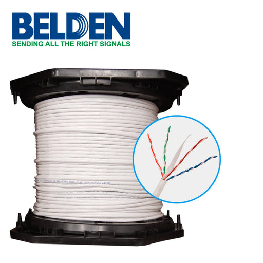 CABLE UTP CAT6 BELDEN 2412 009A1000 FORRO PVC BLANCO CMR 4 PARES 350 MHZ CALIBRE 23AWG 100% COBRE USO INTERIOR ESPECIAL PARA INSTALACIONES SEGURIDAD, CCTV, VIDEO,DATOS,REDES ETHERNET CERTIFICABLE BOBINA 1000 PIES 305 METROS-Cableado-BELDEN-2412 009A1000-Bsai Seguridad & Controles