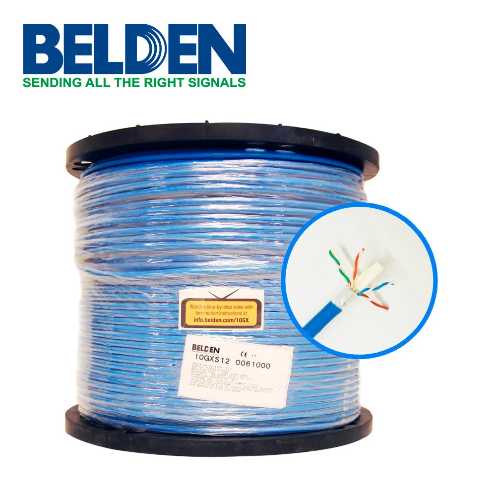 CABLE UTP CAT6A BELDEN 10GXS12 0061000 FORRO PVC AZUL CMR RISER 4 PARES 625 MHZ CALIBRE 23 AWG 100% COBRE USO INTERIOR ESPECIAL PARA INSTALACIONES ETHERNET HASTA 10GBASE-T,WI-FI 6 ,WI-FI 5,POE++,CENTROS DE DATOS,HDBASET 4K UHD, CERTIFICABLE BOBINA 1000...-Cable UTP / FTP-BELDEN-Bsai Seguridad & Controles