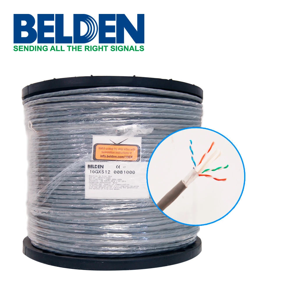 CABLE UTP CAT6A BELDEN 10GXS12 0081000 FORRO PVC GRIS CMR RISER 4 PARES 625 MHZ CALIBRE 23 AWG 100% COBRE USO INTERIOR ESPECIAL PARA INSTALACIONES ETHERNET HASTA 10GBASE-T,WI-FI 6 ,WI-FI 5,POE++,CENTROS DE DATOS,HDBASET 4K UHD, CERTIFICABLE BOBINA 100...-Cableado-BELDEN-Bsai Seguridad & Controles
