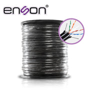 CABLE UTP PARA ELEVADOR CAT6 ENSON 43352B3055 SERIE PRO-II CALIBE 23 AWG 100% COBRE DE ALTO RENDIMIENTO BOBINA DE 305 METROS FORRO PVC COLOR NEGRO CON 2 CABLEAS DE ACERO COMO ARMADURA PARA SU USO EN ELEVADORES O CABLE AEREO EN INTERIORES RECOMENDADO PA...-Cableado-ENSON-Bsai Seguridad & Controles