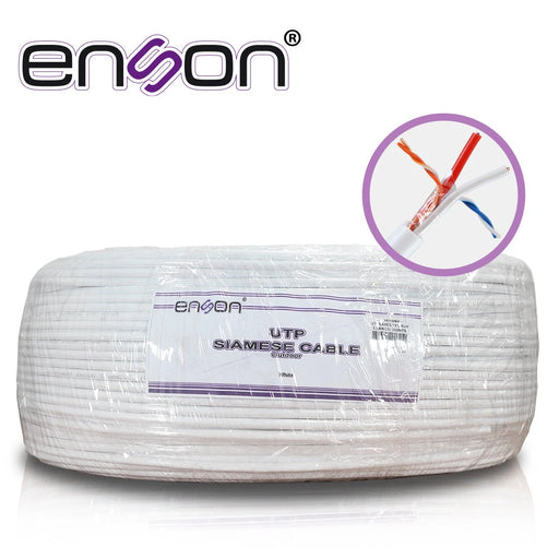 CABLE UTP SIAMES ENSON 51101W500 4C PARA DATOS Y DOS CABLES CALIBRE 18AWG (ROJO Y NEGRO) PARA ALIMENTACIÓN, DISEÑADO PARA SU USO EN SOLUCIONES DE CCTV UNICAMENTE, BOBINA DE 500 METROS COLOR BLANCO PARA SU USO EN EXTERIOR-Cableado-ENSON-51101W500-Bsai Seguridad & Controles