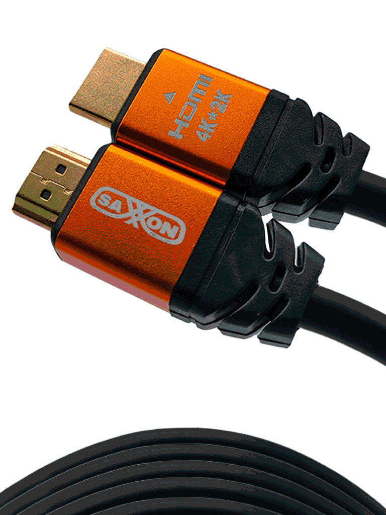 SAXXON SX20HDC - CABLE HDMI DE 20 METROS DE ALTA VELOCIDAD / VERSIÓN 2.0 / RESOLUCIÓN 4K / CANAL DE RETORNO DE AUDIO (ARC) / VIDEO 3D / BLINDADO PARA REDUCIR INTERFERENCIAS / CHAPADO EN ORO / ALTA RESISTENCIA Y DURABILIDAD.-HDMI-SAXXON-Bsai Seguridad & Controles