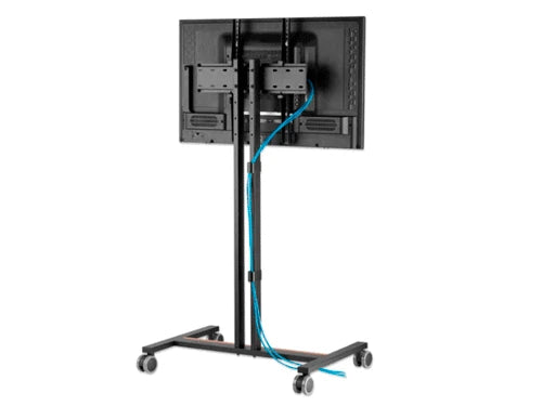 MANHATTAN 462068 - SOPORTE COMPACTO PARA TV CON RUEDAS SOPORTA UN TELEVISOR DE 34" A 55" DE HASTA 35 KG (77 LBS.), +/-10° DE INCLINACIÓN, DISEÑO QUE AHORRA ESPACIO, NEGRO/CAFÉ-Soportes y Bases-MANHATTAN-Bsai Seguridad & Controles