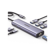 HUB USB-C (DOCKING STATION) 6 EN 1 / 3 PUERTOS USB-A 3.0 (5 GBPS) / HDMI 4K@30HZ / ENTRADA USB-C PD 100W / 1 RJ45 (GIGABIT ETHERNET) / CAJA DE ALUMINIO-Accesorios Generales-UGREEN-Bsai Seguridad & Controles