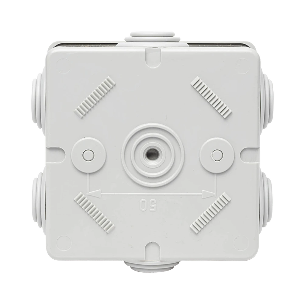 CAJA DE DERIVACIÓN DE PVC AUTOEXTINGUIBLE CON 6 ENTRADAS, TAPA A PRESIÓN, 80X80X40 MM (MEDIDAS INTERNAS, MAYOR ÁREA PERMISIBLE PARA EL CABLE, PARA INSTALACIÓN AL EXTERIOR (IP44)-Canalización-GEWISS-Bsai Seguridad & Controles