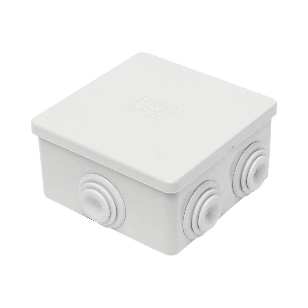 CAJA DE DERIVACIÓN DE PVC AUTOEXTINGUIBLE CON 6 ENTRADAS, TAPA A PRESIÓN, 80X80X40 MM (MEDIDAS INTERNAS, MAYOR ÁREA PERMISIBLE PARA EL CABLE, PARA INSTALACIÓN AL EXTERIOR (IP44)-Canalización-GEWISS-Bsai Seguridad & Controles