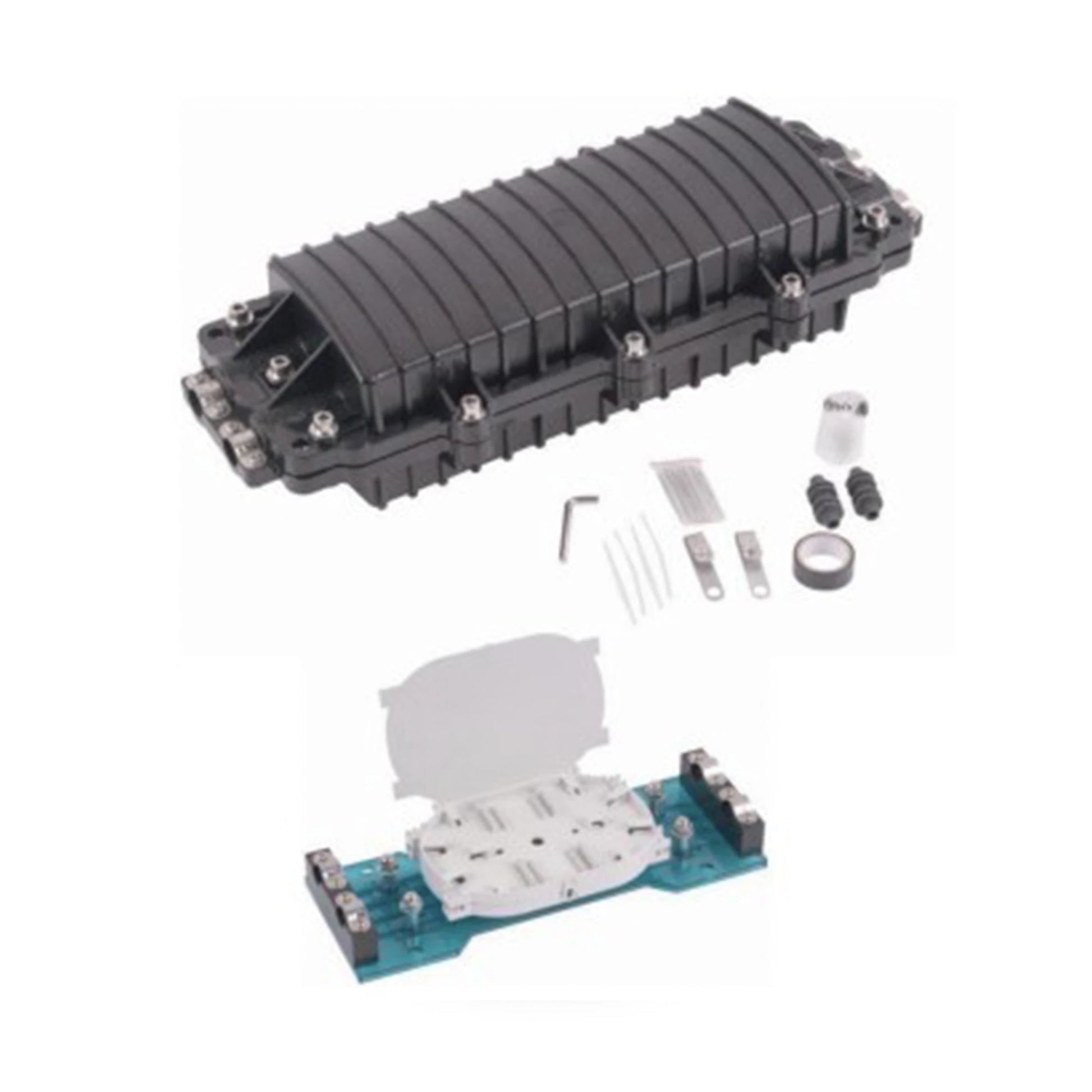 CAJA DE DISTRIBUCIÓN DE FIBRA ÓPTICA HORIZONTAL, HASTA 96 EMPALMES, EXTERIOR IP68, 2 PUERTOS DE ENTRADA Y SALIDA-Fibra Óptica-LINKEDPRO BY EPCOM-Bsai Seguridad & Controles