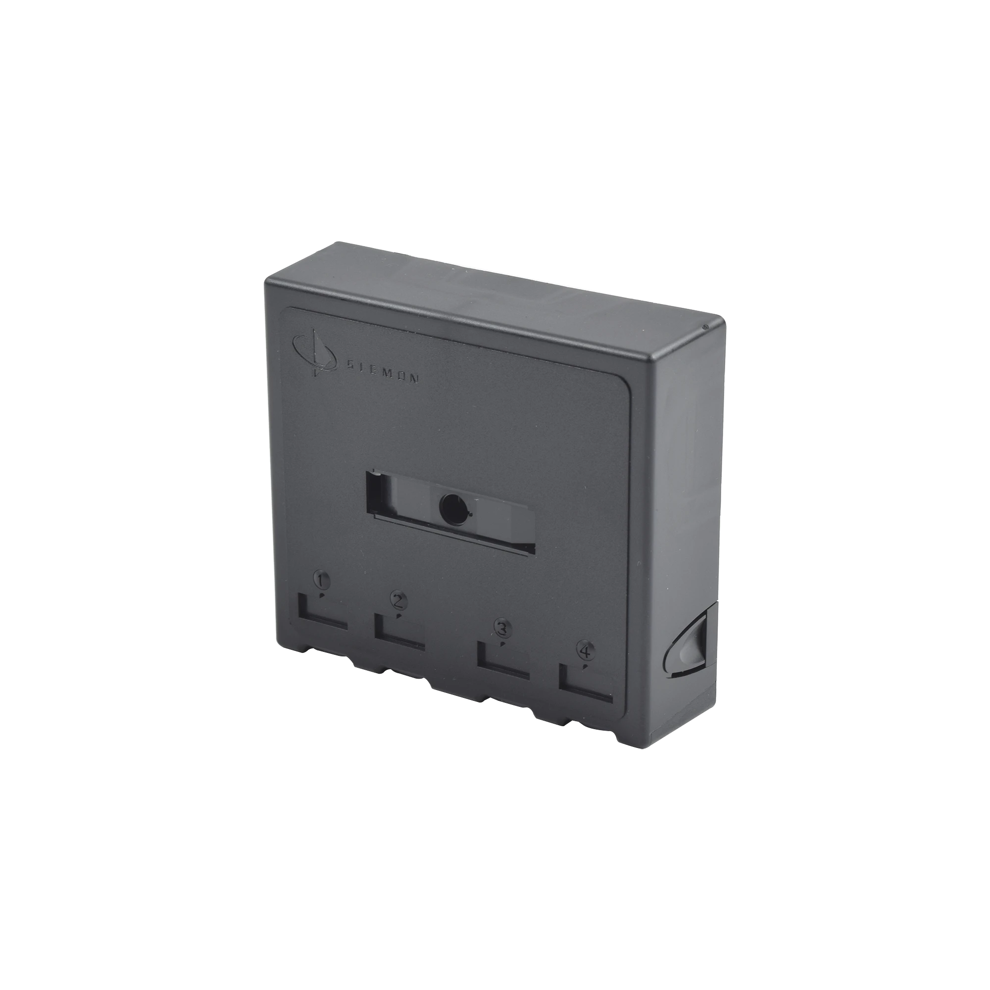 CAJA DE MONTAJE SUPERFICIAL, ACEPTA 4 MÓDULOS MAX, CON PUERTA PROTECTORA, COLOR NEGRO-Cajas Superficiales-SIEMON-Bsai Seguridad & Controles