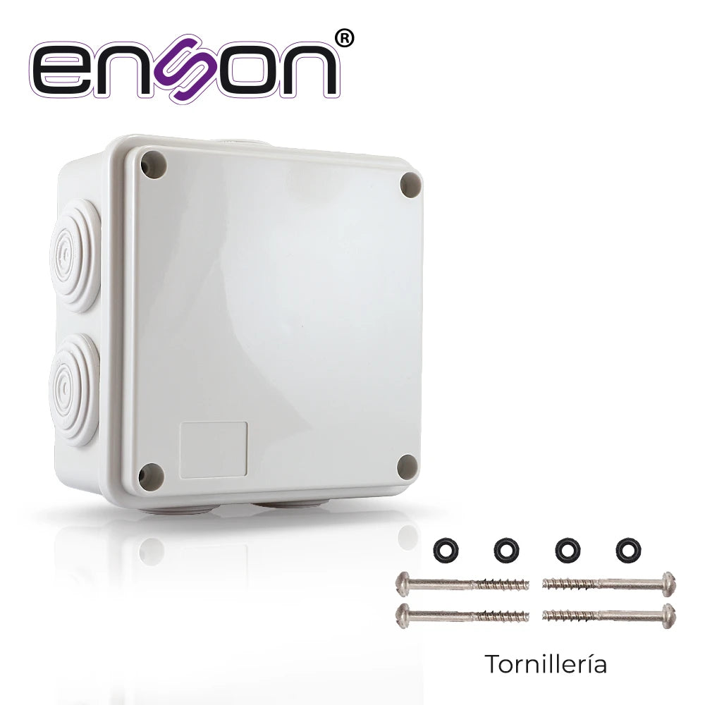 CAJA DE PLASTICO ENSON ENS-PCB1010 100X100X50 MM CON SELLO DE GOMA GRADO DE PROTECCIÓN IP66 MULTIPLES CONEXIONES A TUBERIA DE 1 PULGADA-Accesorios Videovigilancia-ENSON-Bsai Seguridad & Controles