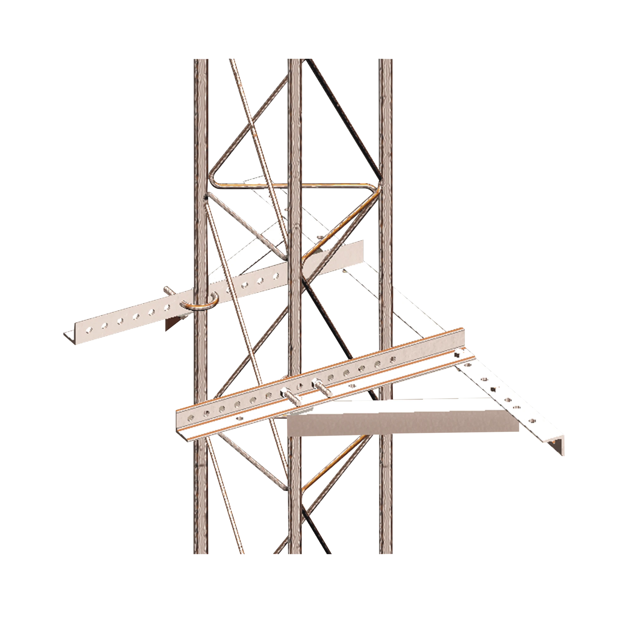 MONTAJE SUJETADOR A/PARED P/TRAMO STZ30G/35G/45G GALV. INM. E/CAL.-Torres y Mástiles-SYSCOM TOWERS-Bsai Seguridad & Controles