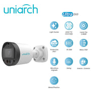 CAMARA ANALOGICA LIGHTHUNTER BULLET UNIARCH UAC-B122-AF28LM / UAC-B122-AF28LM-H / 2MP / AHD/TVI/CVI/CVBS / LENTE FIJO 2.8MM / 12VCD / IP67 / IR 20M / DWDR / MENU OSD / MICROFONO INTEGRADO / DEFOG / INTERIOR / EXTERIOR / METAL PLASTICA-Cámaras HD-UNIARCH BY UNV-UAC-B122-AF28LM-H-Bsai Seguridad & Controles
