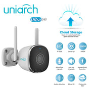 CAMARA IP BULLET WIFI CLOUD GRATUITO 7 DIAS UNIARCH UHO-B2R-M2F34 / 2MP / HD/ ULTRA265 / 12 VCD / DWDR / 3 AXIS / LENTE FIJO DE 2.8 MM / IR INTELIGENTE HASTA 20M / MICROFONO Y ALTAVOZ INTEGRADO / HUMAN BODY DETECTION / AUDIO DETECTION / RANURA PARA MIC...-Cámaras IP-UNIARCH BY UNV-UHO-B2R-M2F3-Bsai Seguridad & Controles