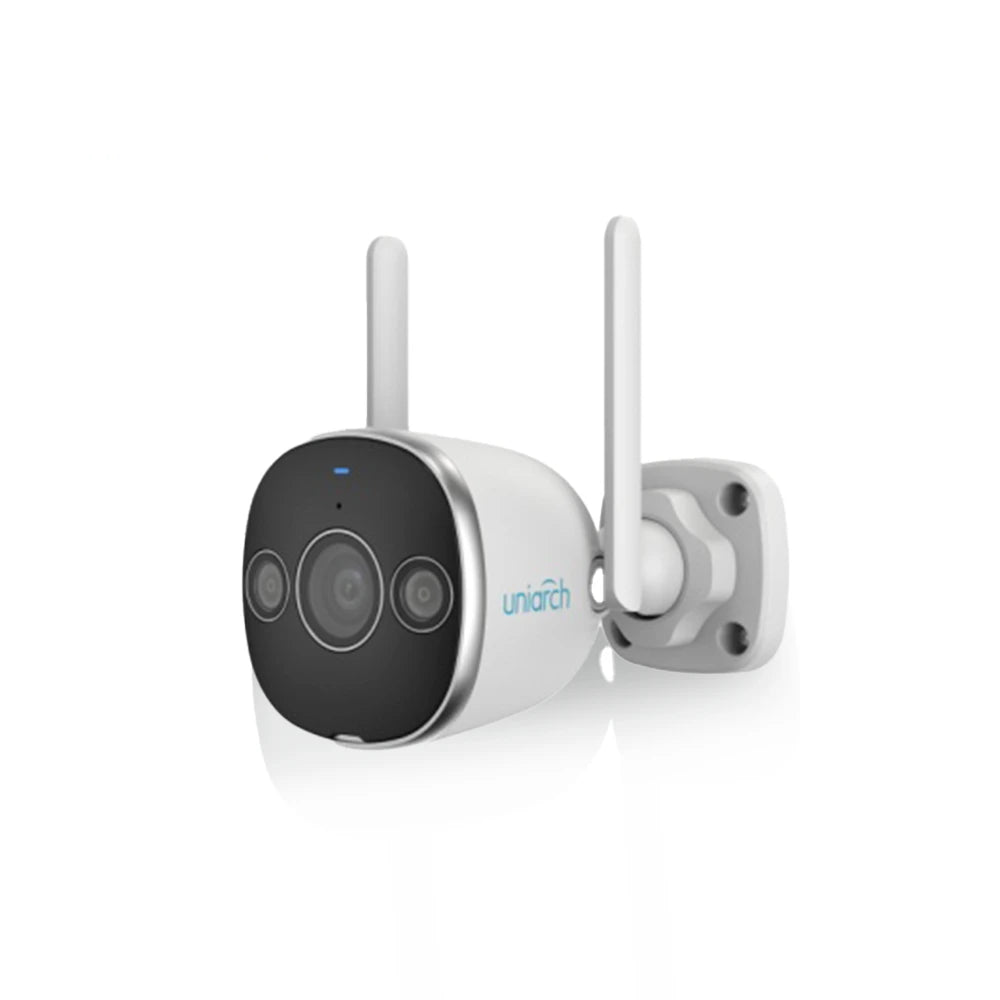 CAMARA IP BULLET WIFI UNIARCH UHO-B2D-M3F3D / 3MP / LENTE 2.8MM / DWDR / IR20M / LUZ-CALIDA(DUAL-LIGHT) / MICROSD128GB / MICROFONO+ALTAVOZ-INTEGRADO / ULTRA-MOTION-DETECTION / IP67 / 3-AXIS / ULTRA265 / 12VCD / SERIE PANDA-Cámaras IP-UNIARCH BY UNV-Bsai Seguridad & Controles