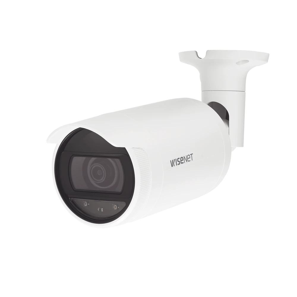 CÁMARA IP TIPO BALA 4 MEGAPÍXEL / LENTE 3MM / IR 30M / WDR 120DB / IP66 / H.265 & WISESTREAM / MODO PASILLO / POE 802.3AF-HANWHA TECHWIN WISENET-Bsai Seguridad & Controles